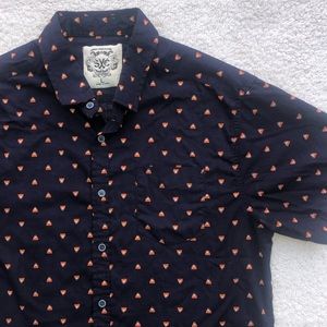SWC Sunday Work Clothes shirt bear print navy short sleeve men’s large cotton